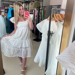 White Midi Gingham Dress